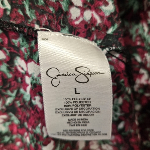 Jessica Simpson Lorette Floral peasant blouse Raspberry Radiance L - Picture 8 of 10